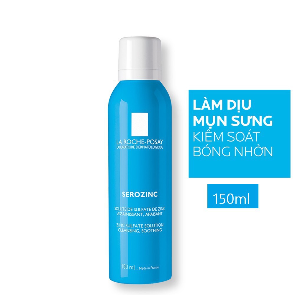 [XANH] Xịt Khoáng La Roche-Posay làm sạch &amp; dịu da dầu mụn Serozinc Zinc Solution Cleansing Soothing (50ml/150ml/300ml)