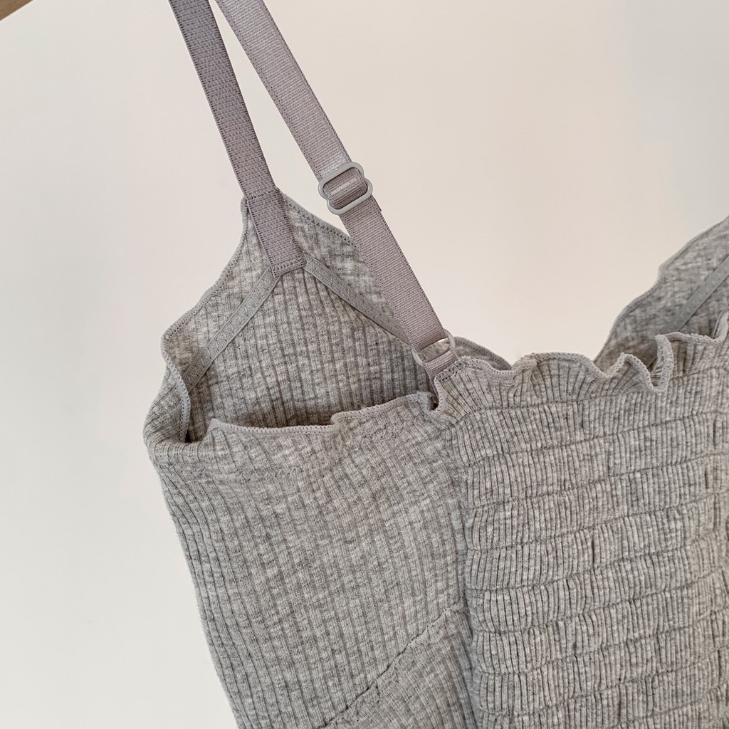 Áo Bra Viền Bèo Cotton Tăm Có Dây Điều Chỉnh Điệu Đà 262