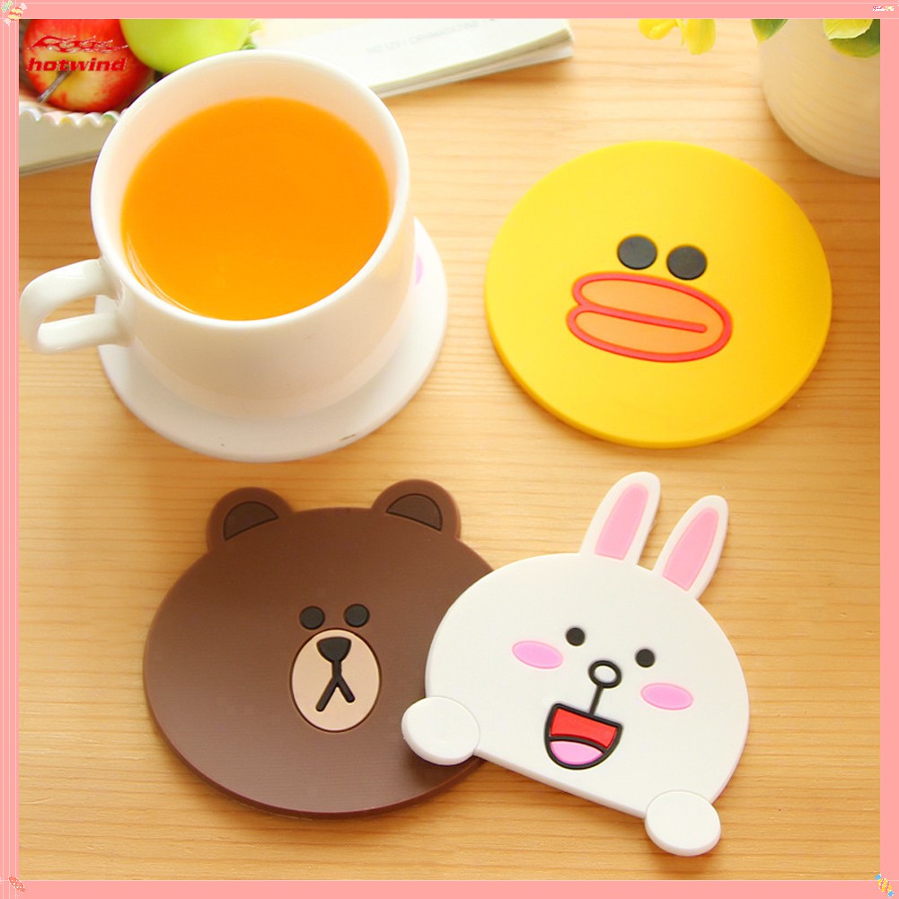 Miếng lót cốc bằng silicon chống trượt/nóng kiểu hoạt hình dễ thương