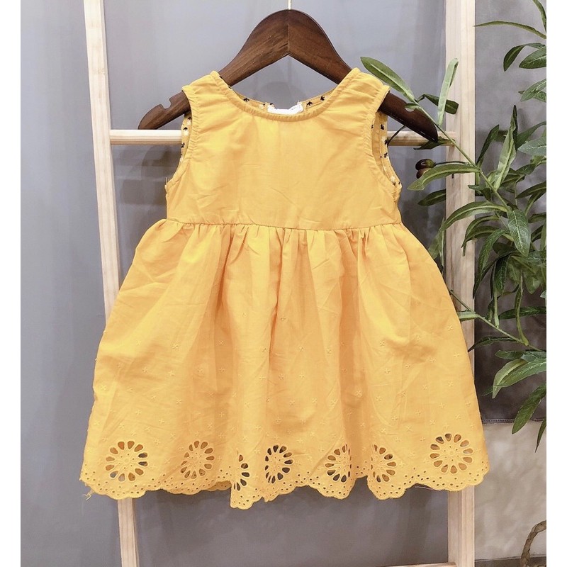 Body váy hoa vàng cho bé gái - vải thô cotton mềm