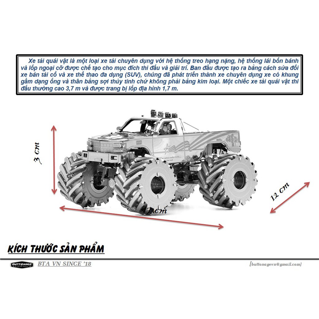 Mô Hình Lắp Ráp 3d Xe Đua Monster Truck