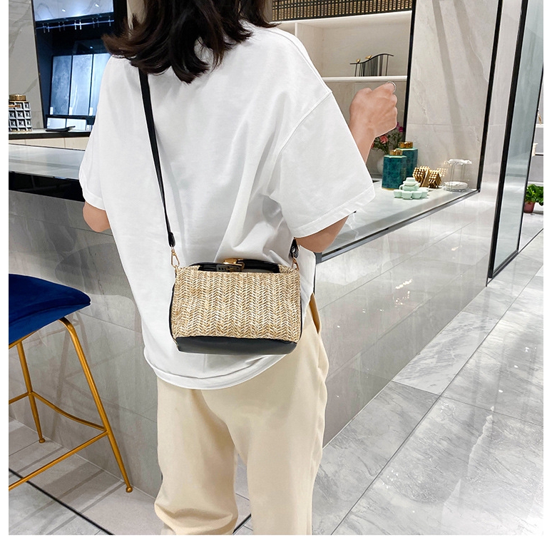 Túi Đeo Chéo JASMIN NOIR Dệt Rơm Kiểu Dáng Vuông Cỡ Nhỏ Thời Trang Nữ