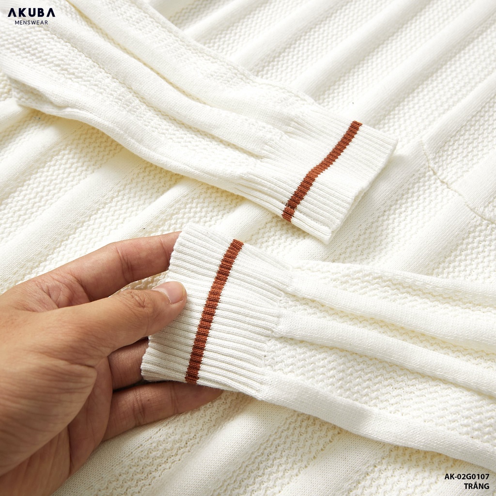 Áo len dệt kim tay dài Akuba form slimfit áo nhẹ co giãn thoải mái vận động, đã xử lý co rút, giữ nhiệt tốt 02G0107