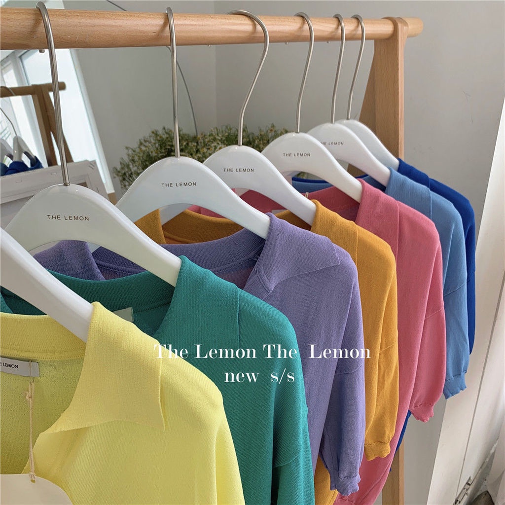 Áo Dệt Kim Tay Ngắn Cổ Polo Thời Trang Mùa Hè Cho Nữ