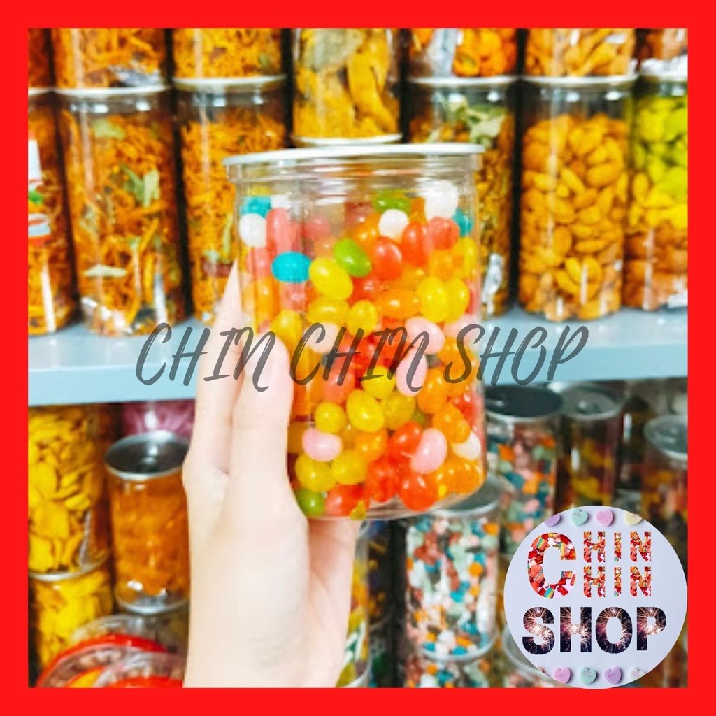 Kẹo bi dẻo mềm vị trái cây 7 màu lon 500g, thơm ngọt, đủ vị, kẹo tuổi thơ - ĂN VẶT CHIN CHIN.