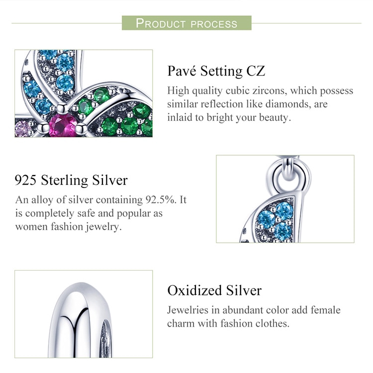 Mặt trang sức Bamoer SCC971 bằng bạc 921 hình chong chóng gió nhiều màu sắc dùng làm trang sức DIY