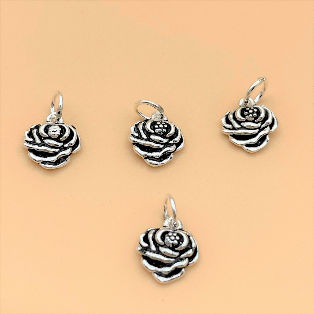 Charm móc treo bông hoa hồng - Charm bạc 925 - Mã CA245