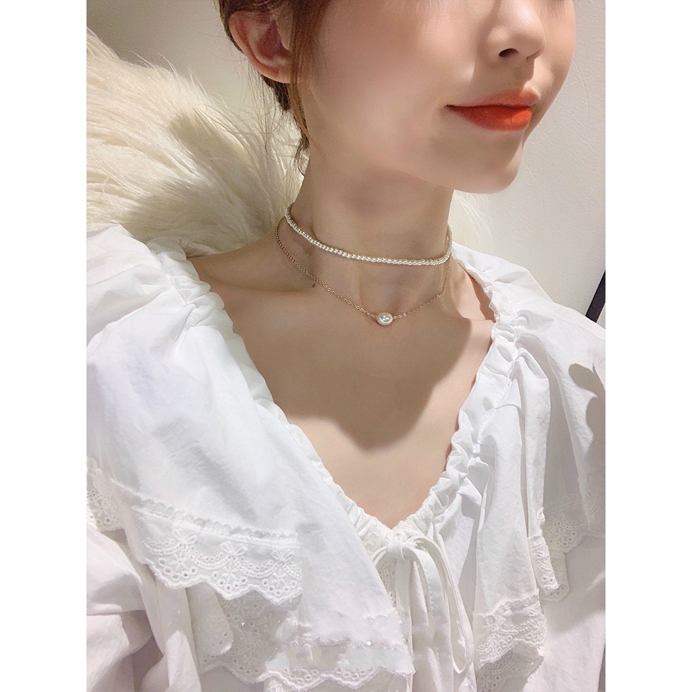 DDFI - Vòng cổ 2 lớp trang sức ngọc trai Hàn Quốc đơn giản ngọc trai E1D14 | BigBuy360 - bigbuy360.vn