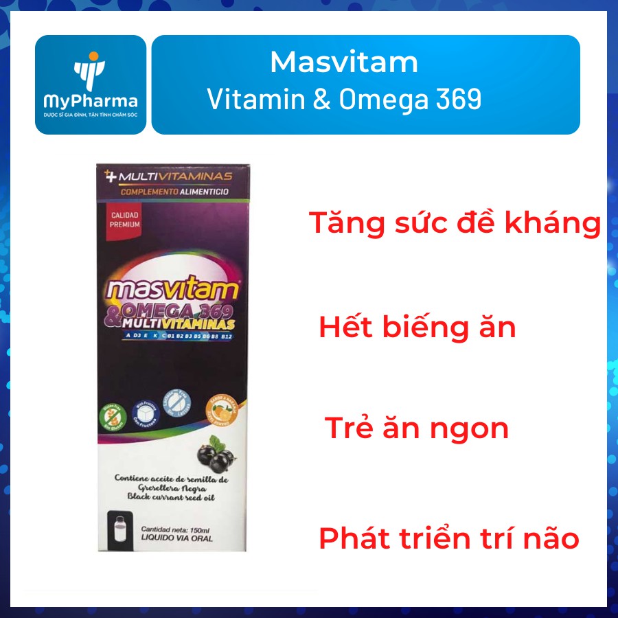 [Siro nhập khẩu Tây Ban Nha] Masvitam (Lọ 150ml) - Bổ sung Vitamin và Omega 369, phát triển trí não