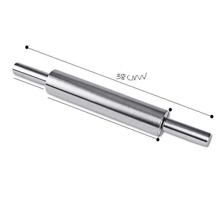 Cán bột inox loại lớn có trục xoay Dụng Cụ Làm Bánh 38 cm  - CANBOTINOX380