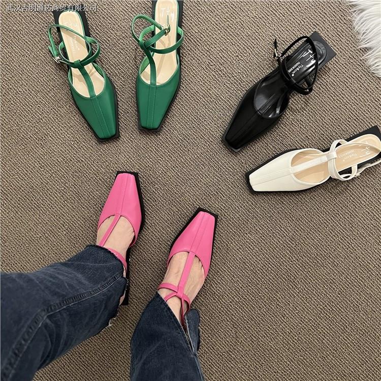 Giày sandal mũi vuông phong cách Pháp thời trang 2022 cho nữ