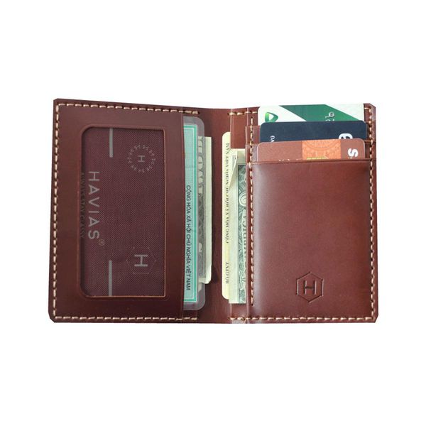 Ví Da đứng Venumi Handcrafted Wallet HAVIAS - Đỏ Nâu