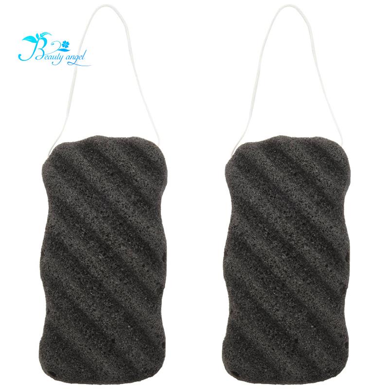 Konjac Sponge Set with Activated Bamboo Charcoal - Body & Facial Sponge Deep Cleansing Sponge for Sk