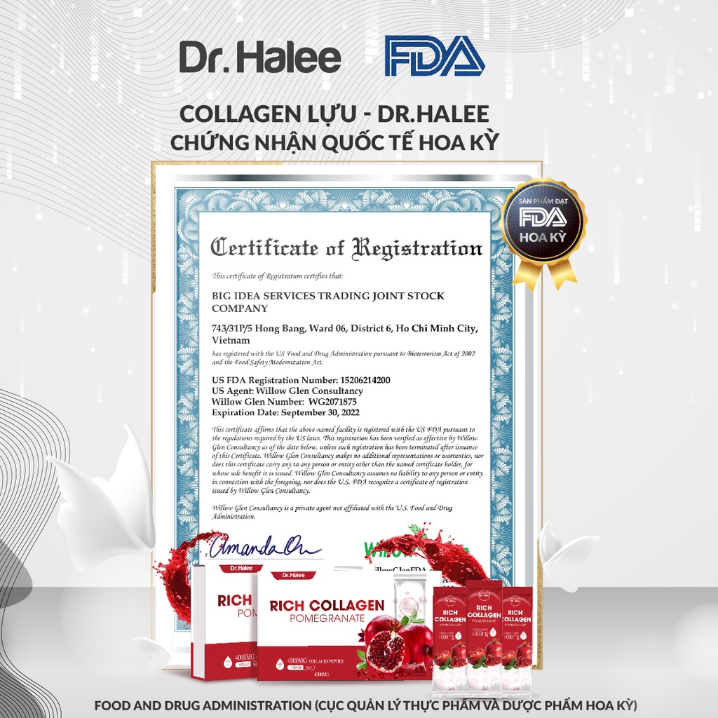 Nước uống collagen lựu đỏ Dr.Halee Pomegranate 4000mg chống lão hóa dạng gói 25ml x 14 gói