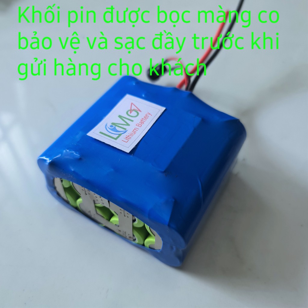 Khối pin 4S 16.8V 5AH / 40A. Khối pin 16.8v đóng sẵn + mạch sạc xả 40A và được bọc màng co đầy đủ - LiMo