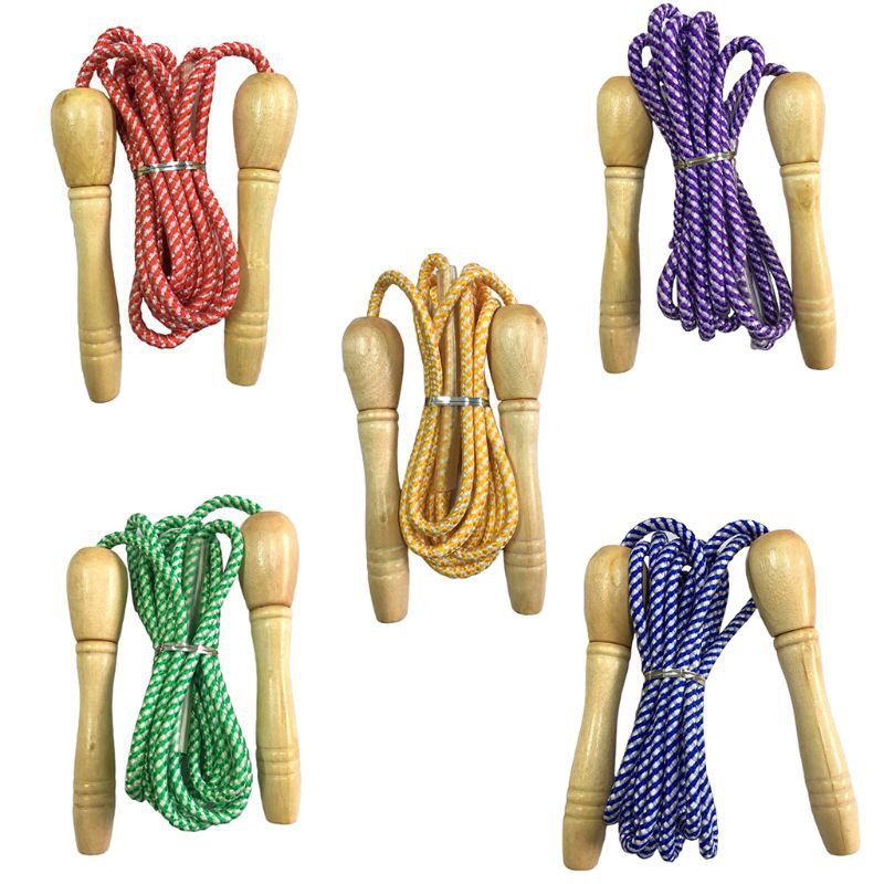2.8m Skipping Wooden Handle Jump Rope Exercise Body Building Fitness Equipment