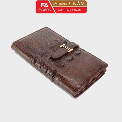 Ví nữ cầm tay da cá sấu thật Fadoda màu nâu - FCW26D