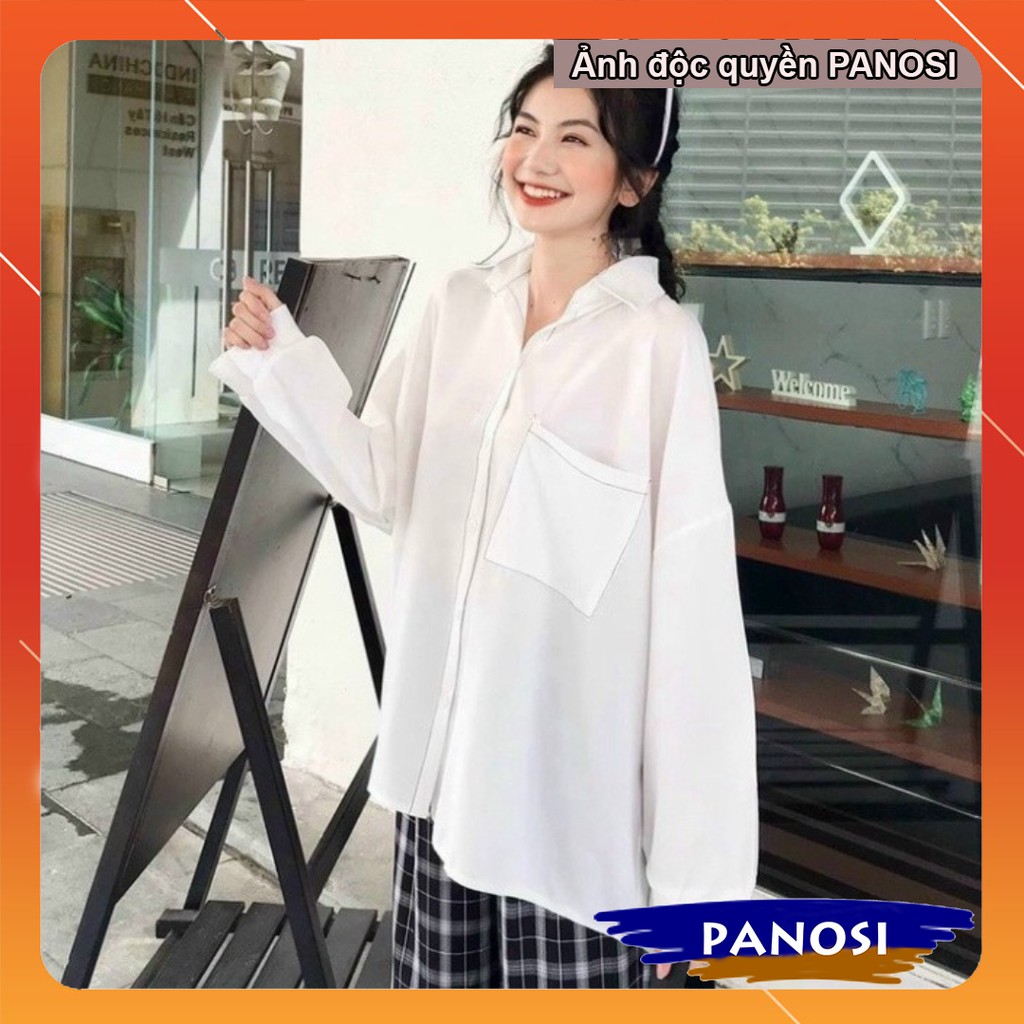 Áo sơ mi trắng áo kiểu nữ dài tay chỉ nổi phong cách hàn quốc form rộng PANOSI - MÃ A395 | BigBuy360 - bigbuy360.vn