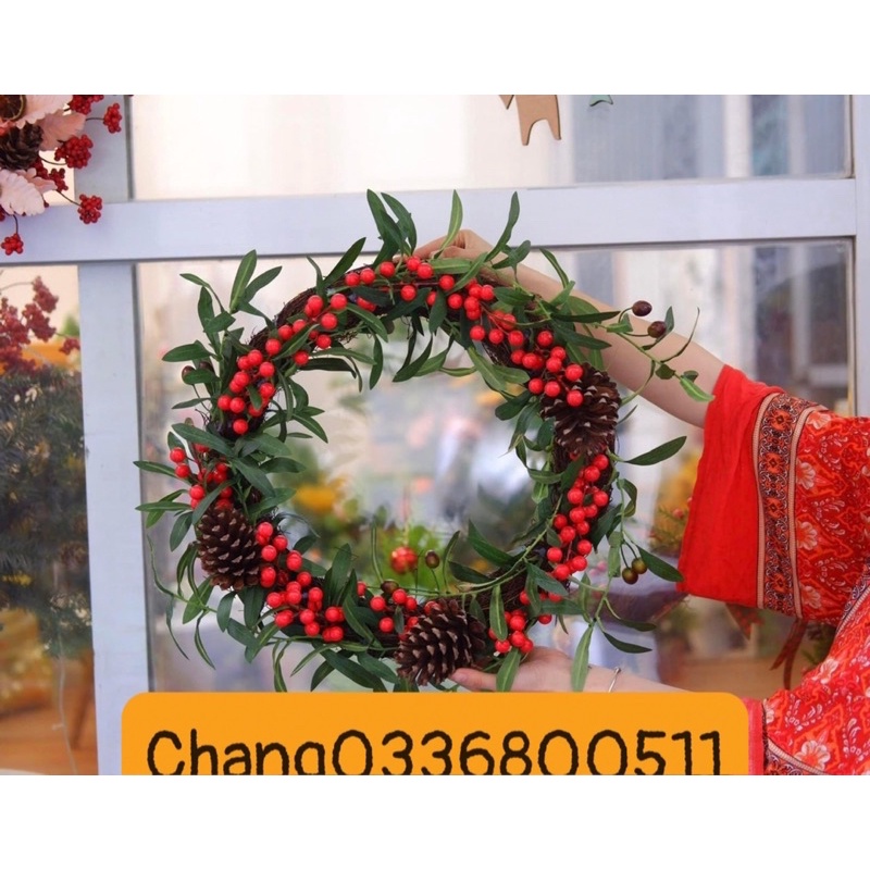 Vòng Nguyệt quế Đào Đông may mắn-trang trí