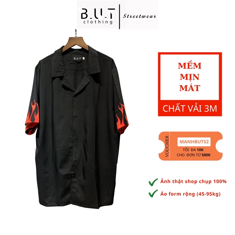 Áo sơ mi họa tiết ngắn tay TAY LỬA trơn mềm dành cho nam nữ | BUTCLOTHING