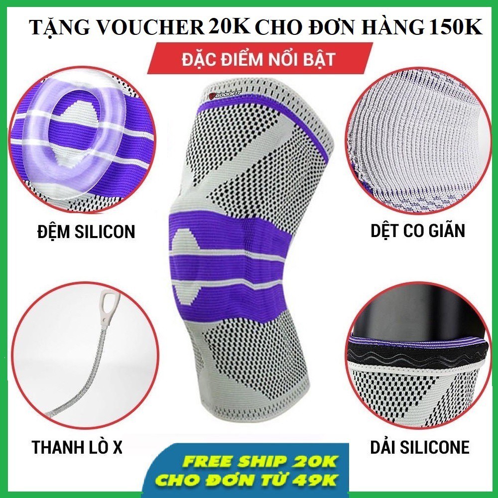 [Xả Kho 3 Ngày]Băng gối,Bó gối thể thao có đệm Silicon Cao cấp bảo vệ khớp gối, có 2 Lò Xo trợ lực hỗ trợ vận động