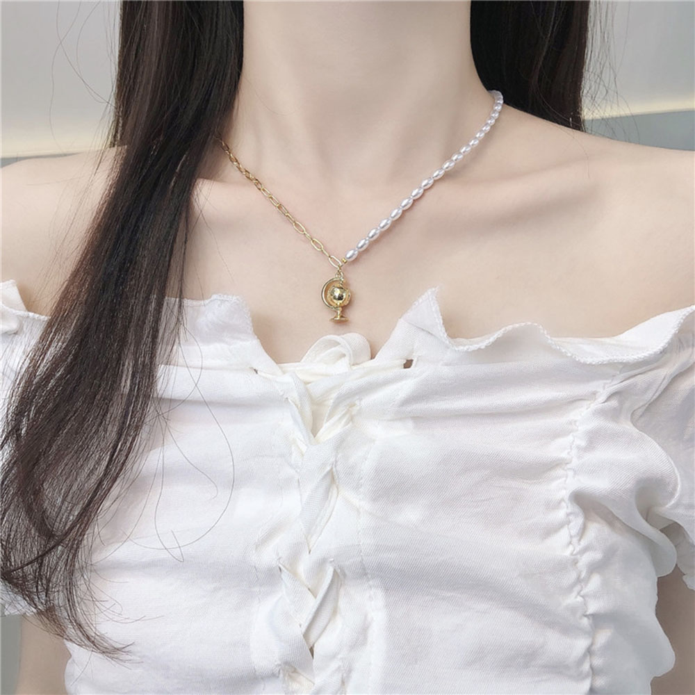 Korean Style Globe Pearl Pendant Accessories Women