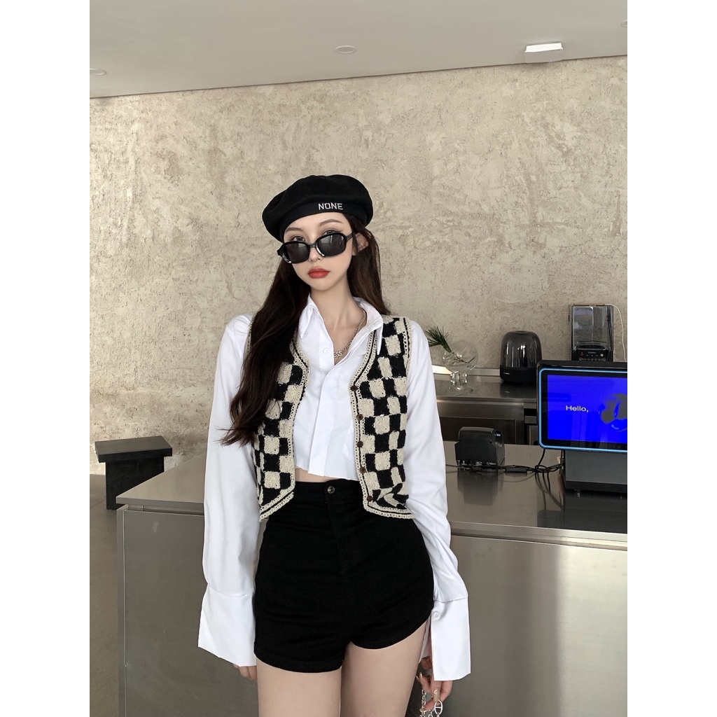 Áo khoác cardigan không tay họa tiết kẻ sọc phong cách cổ điển thời trang cho nữ
 | BigBuy360 - bigbuy360.vn