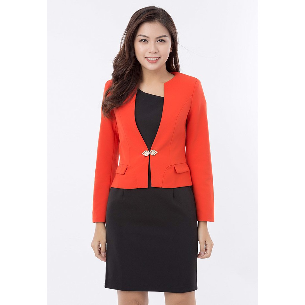 Áo vest Nữ Titishop ACC90 màu cam 1 nút ( vest theo bộ đầm )