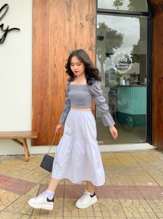 Chân váy xòe thô cạp chun basic ulzzang