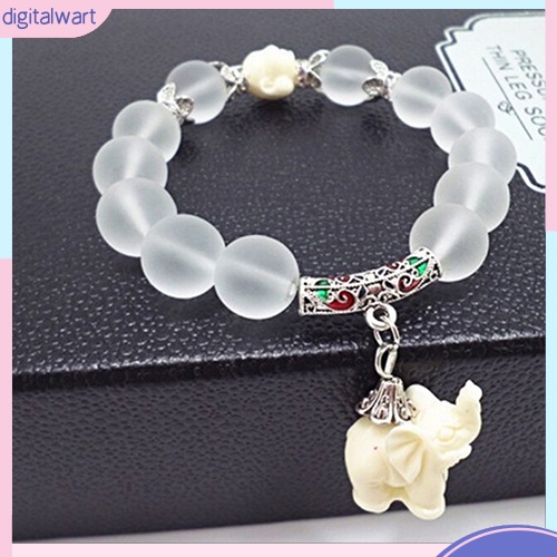 Vòng tay chuỗi hạt trong suốt mặt hình voi xinh xắn dễ thương dành cho nữ