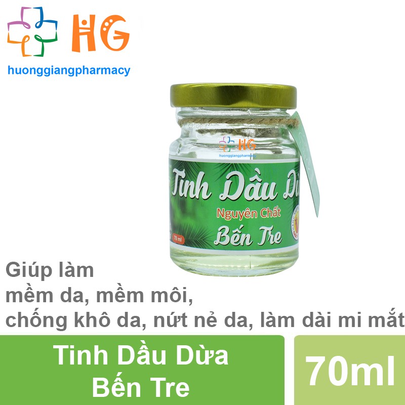 Tinh dầu dừa bến tre Dưỡng ẩm giúp làm mềm da mềm môi chống khô da nứt nẻ da Lọ 70ml