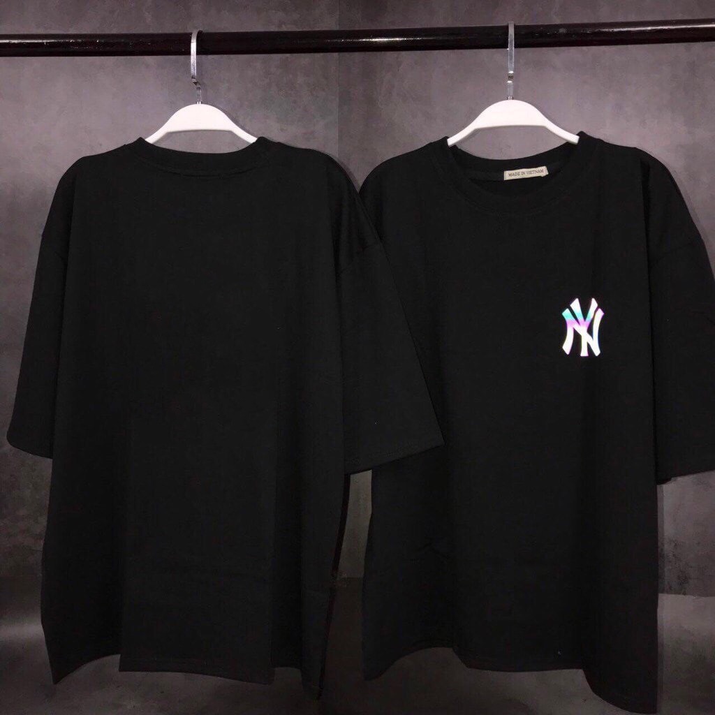 Áo phông nam nữ phản quang logo NY 7 màu BIGOMALL - Áo thun unisex ngắn tay Freesize 55kg
