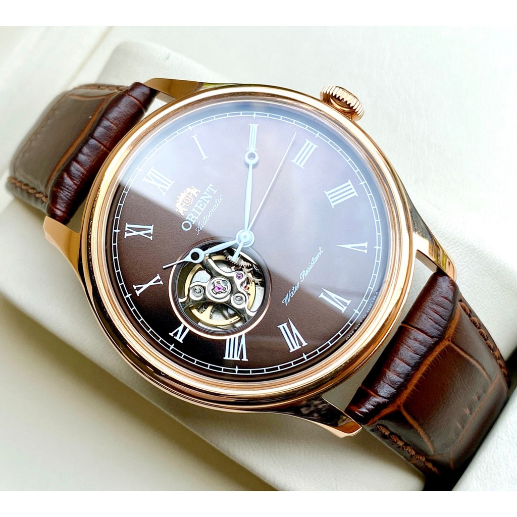 Đồng hồ Nam Orient Caballero Automatic FAG00001T0 Hở tim,Mặt nâu-Máy cơ tự động-Dây da nâu cao cấp-Size 42mm