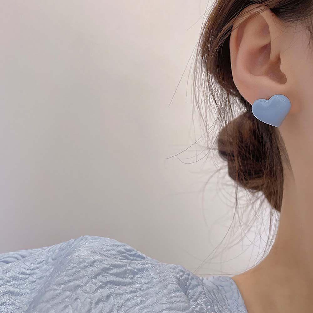 Bông Tai Hợp Kim Hình Trái Tim Màu Sắc Kẹo Ngọt VANES1