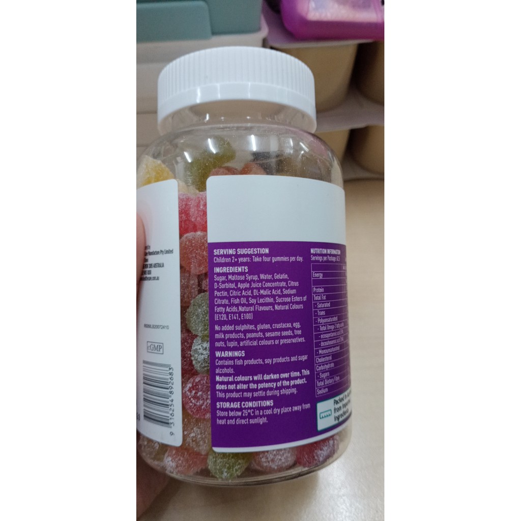 Kẹo dẻo bổ sung Omega-3 Healthy Kids Gummy 250 Viên cho bé trên 2 tuổi của Úc