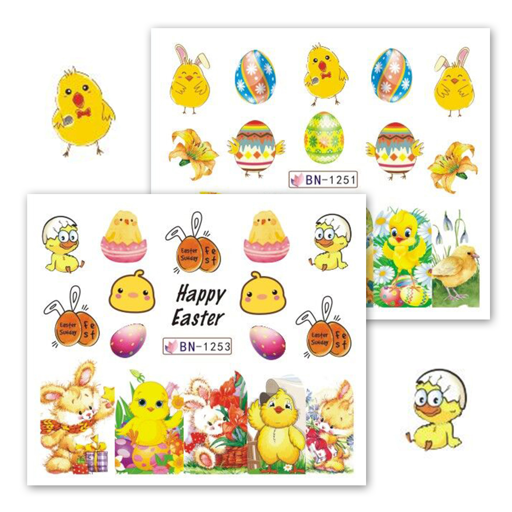 [Hàng mới về] Bộ 12 miếng dán trang trí móng tay nghệ thuật diy phong cách lễ Phục sinh