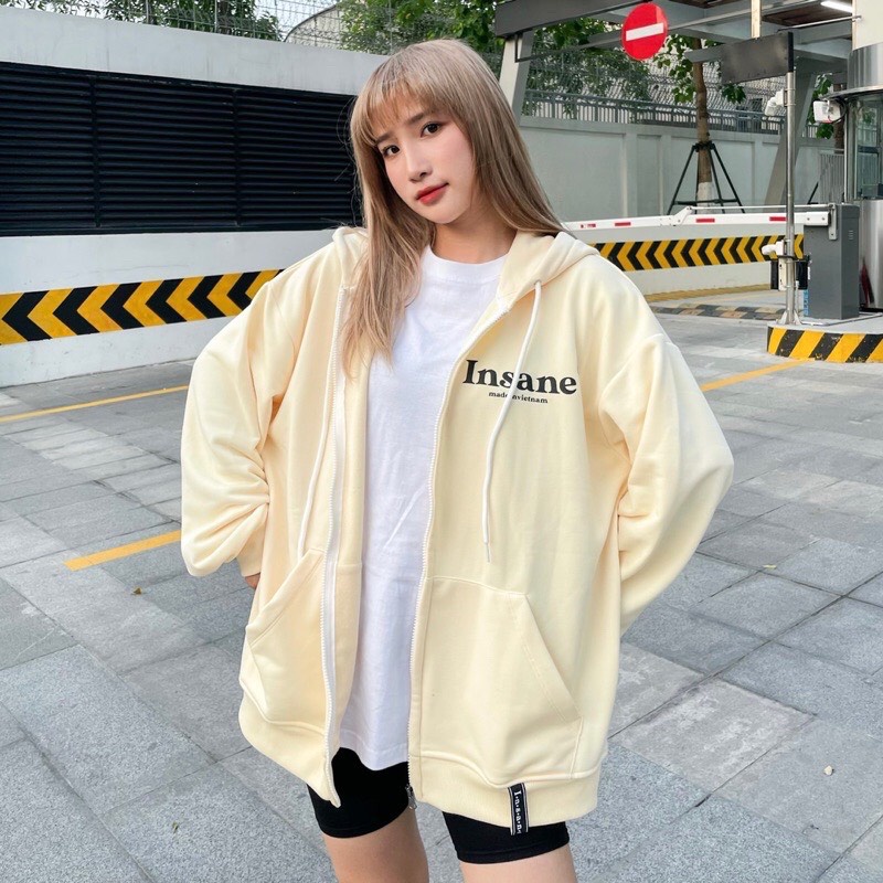 Áo Khoác Hoodie Zip INSANE Form Unisex Nam Nữ Phong Cách Hàn Quốc