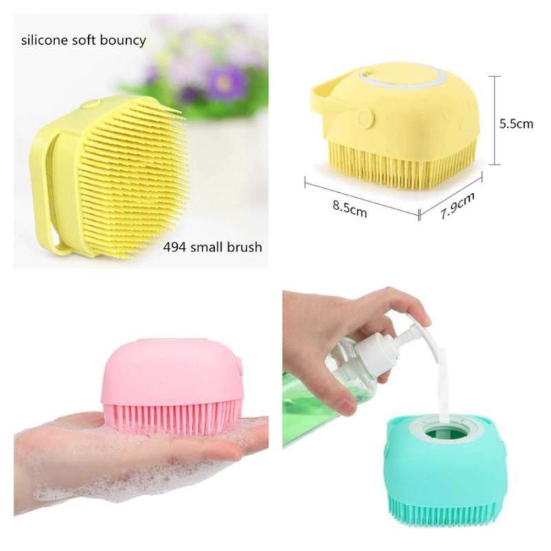 Lược gội đầu sillicon gai mềm có ngăn đựng xà phòng tiện dụng