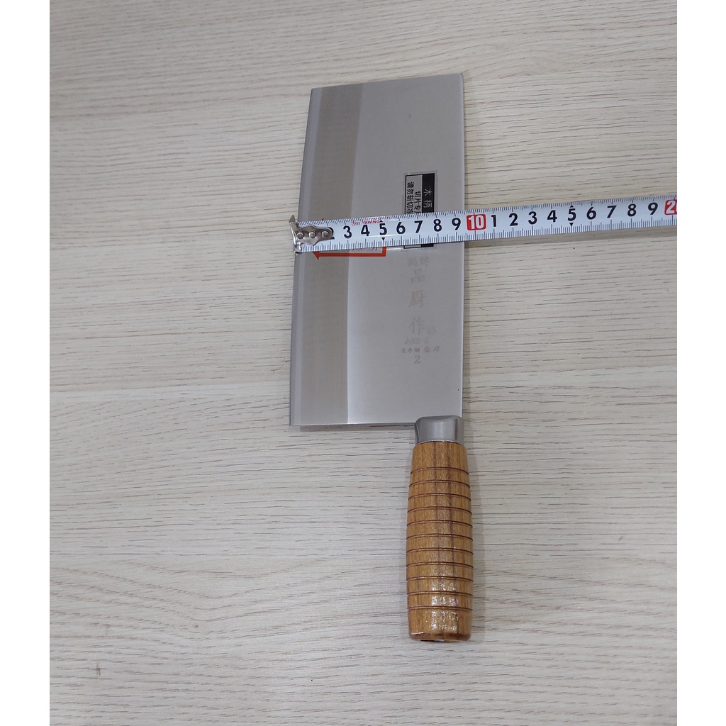 Dao bằm thép không gỉ lưỡi thẳng cán gỗ 32cm 34cm