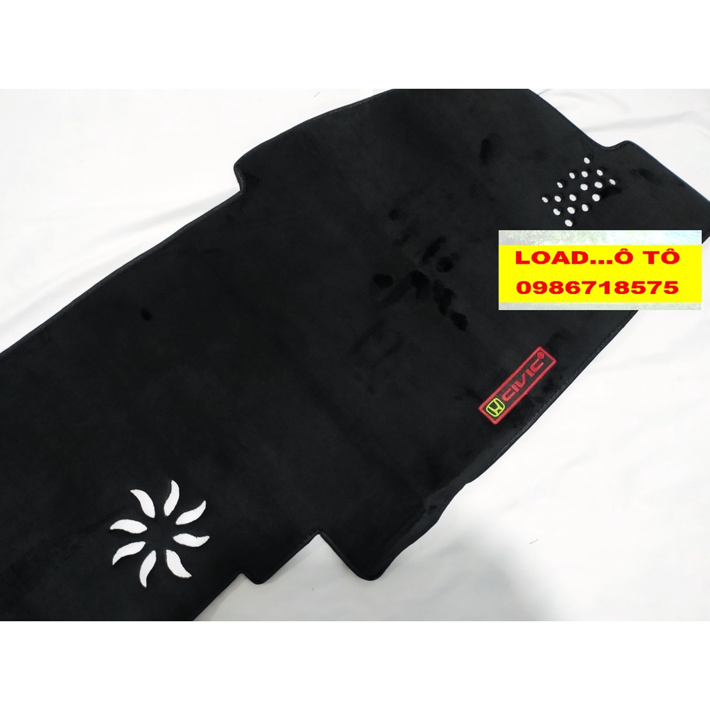 Thảm Chống Nắng Taplo Honda Civic 2023-18 Mẫu Da Carbon, Nhung Lông Cừu Chống Trượt Cao Cấp
