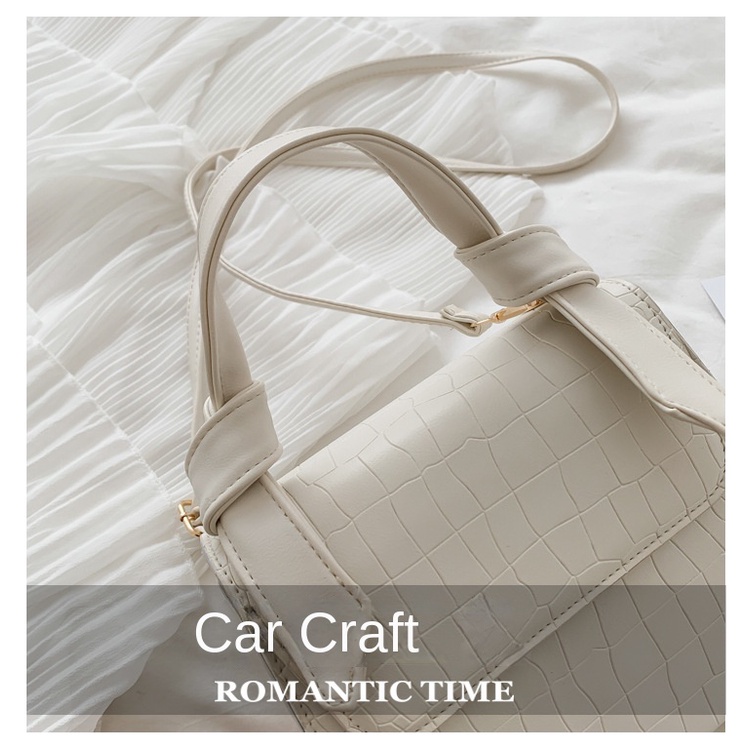 Túi Đeo Chéo Họa Tiết Da Cá Sấu Màu Trơn Thời Trang Hàn Quốc Dễ Phối Đồ