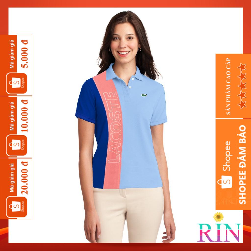 [HÌNH THẬT] ÁO THUN CỔ TRỤ LACOSTE XANH SỌC HỒNG  VNXK   - COTTON CÁ SẤU 100%