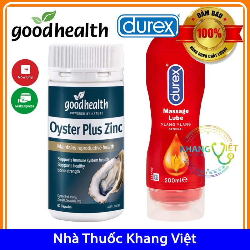 Tinh Chất Hàu Biển Úc Oyster Plus Zinc + Gel Bôi Trơn Durex Ylang Ylang