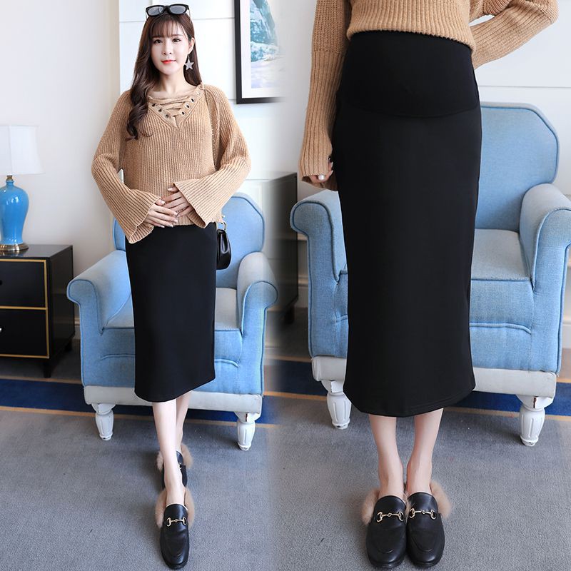 Chân Váy Dài Vừa Xẻ Tà Thời Trang Xuân Thu Cho Mẹ Bầu