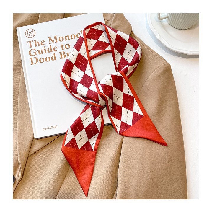 Bộ 5 Khăn Quàng Cổ / Băng Đô Cài Tóc Bằng Lụa Thắt Nơ Ruy Băng Nhỏ Xinh Đa Năng