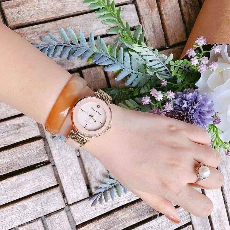 Đồng hồ nữ chính hãng mặt tròn đồng hồ đeo tay nữ đẹp Anne Klein AK/2512LPGB