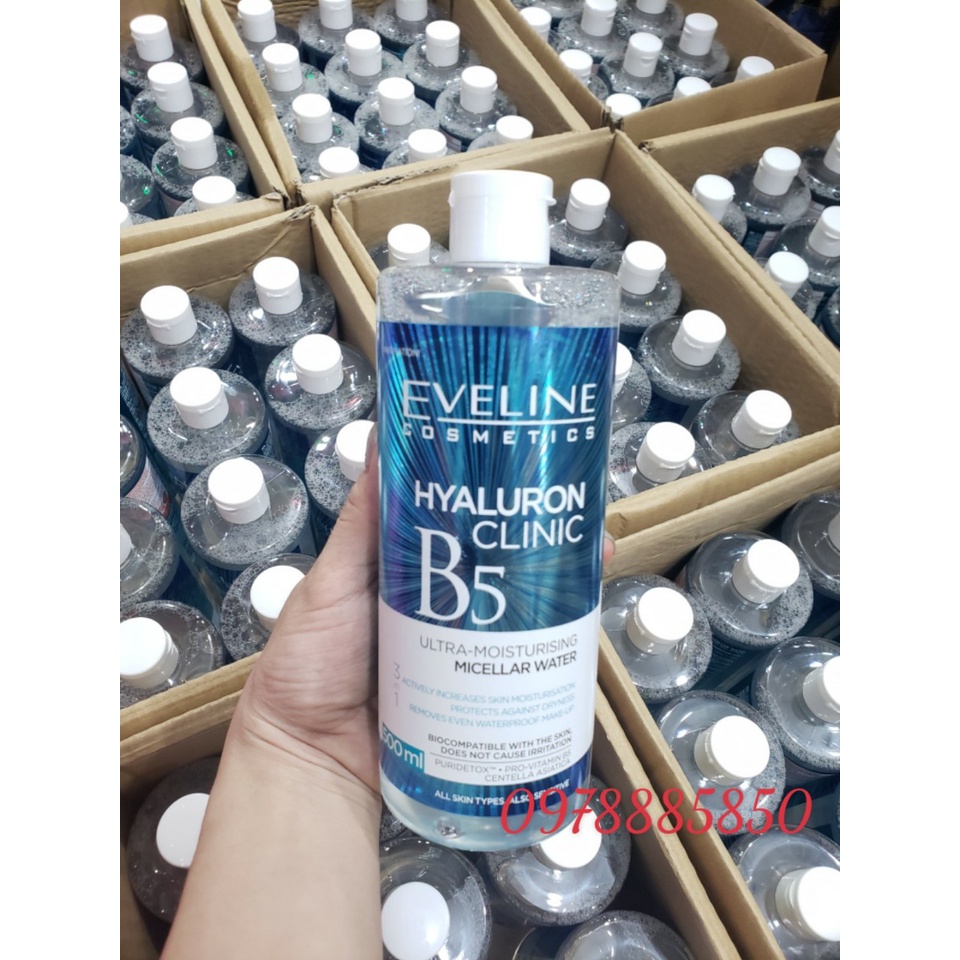 Chính hãng Nước Tẩy Trang Eveline Hyaluron Clinic B5 500ml