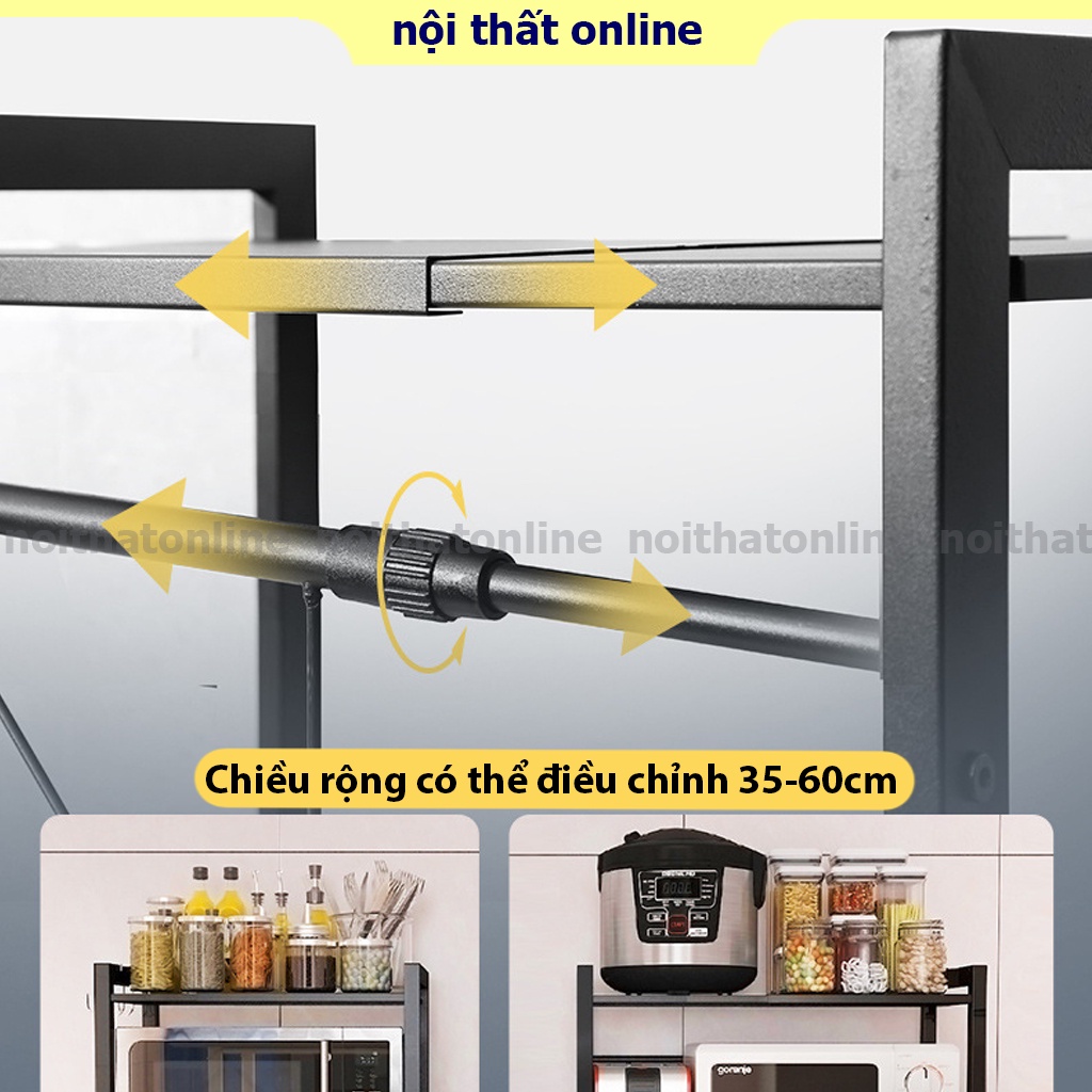 Kệ để lò vi sóng thông minh điều chỉnh chiều rộng, kệ kếp đ năng co giãn chất liệu bền bỉ có bánh xe di chuyển