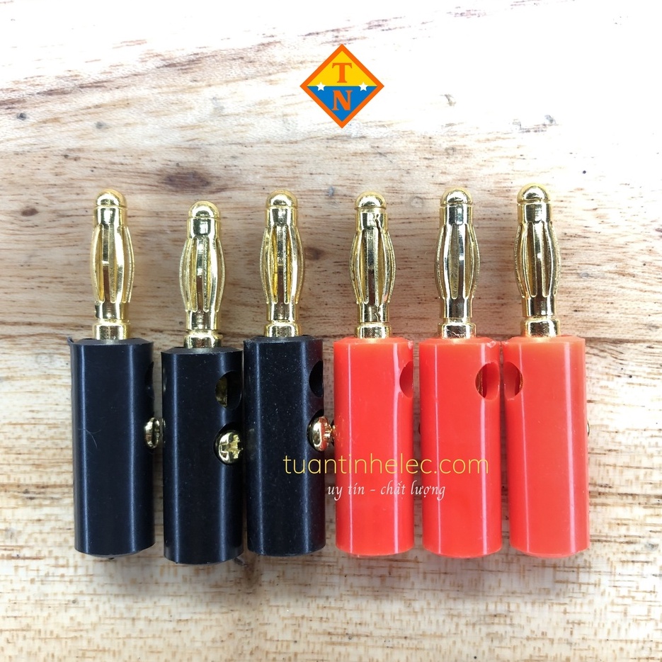 Đôi giắc bắp chuối đực 4mm loại thường mạ vàng (1 đen + 1 đỏ) # phụ kiện âm thanh