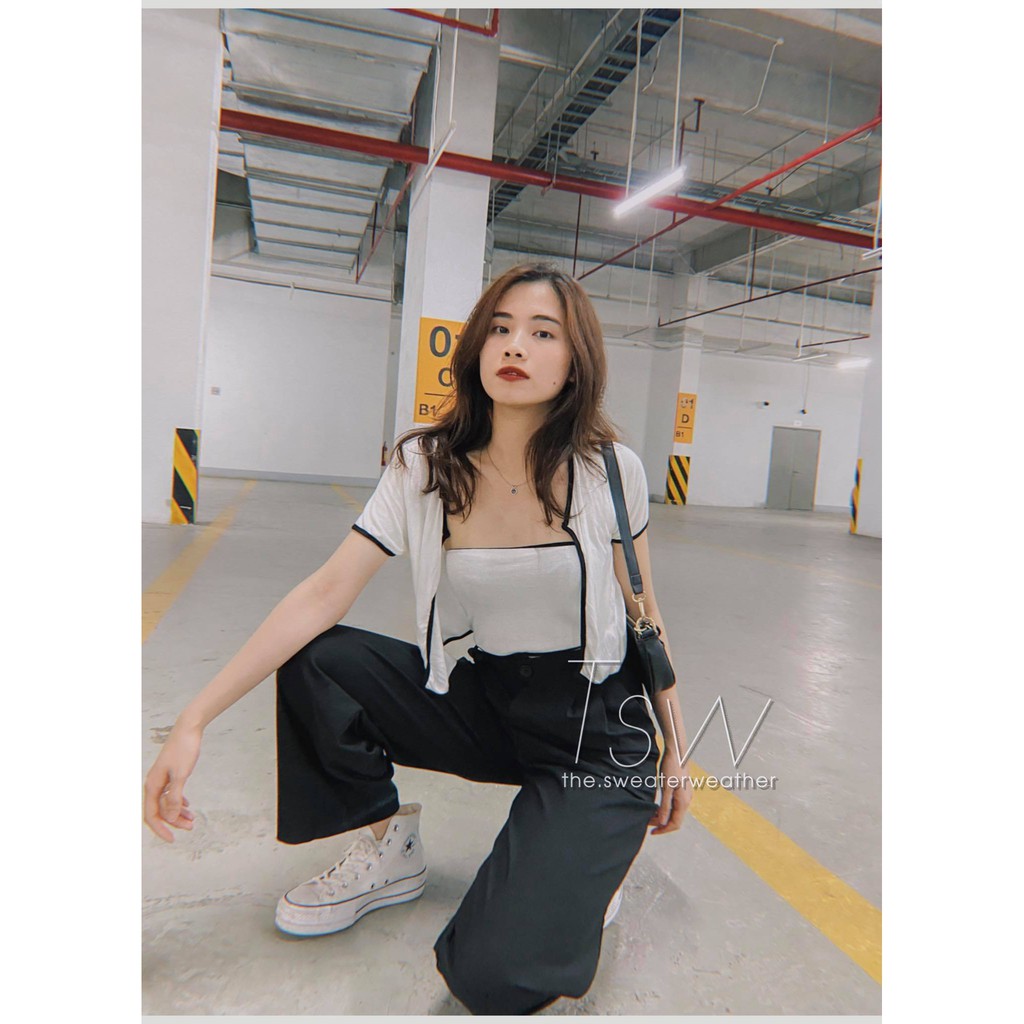 Set áo croptop viền 2 món (Ảnh thật) | BigBuy360 - bigbuy360.vn